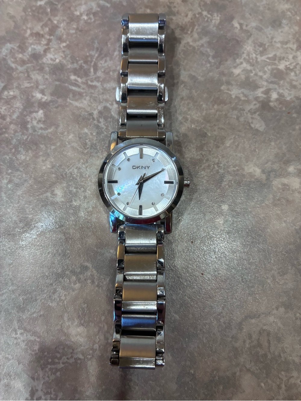 DKNY Silver-Tone Bracelet Watch with White Dial
